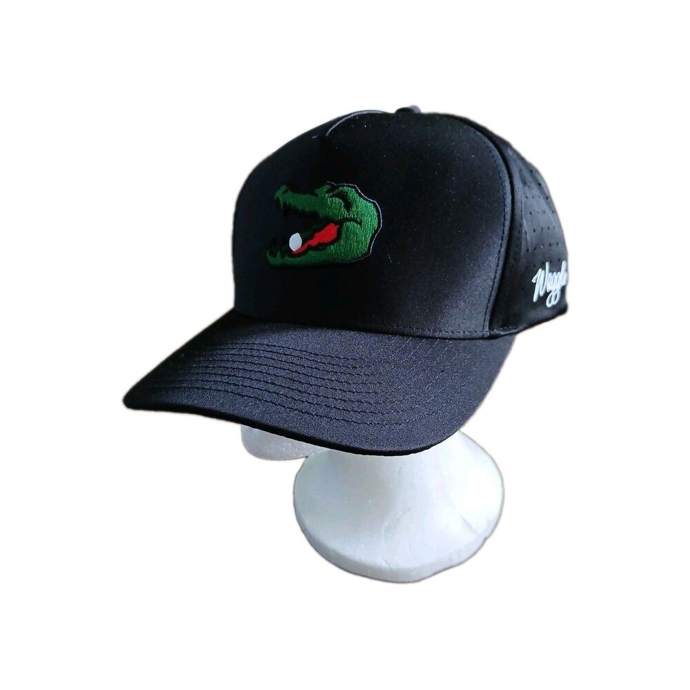 Waggle Chubbs Hat Happy Gilmore Gator Golf Ball Black Perf Snapback NEW